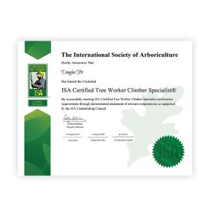 Certificate Packet - ISA Certified Tree Worker Cli